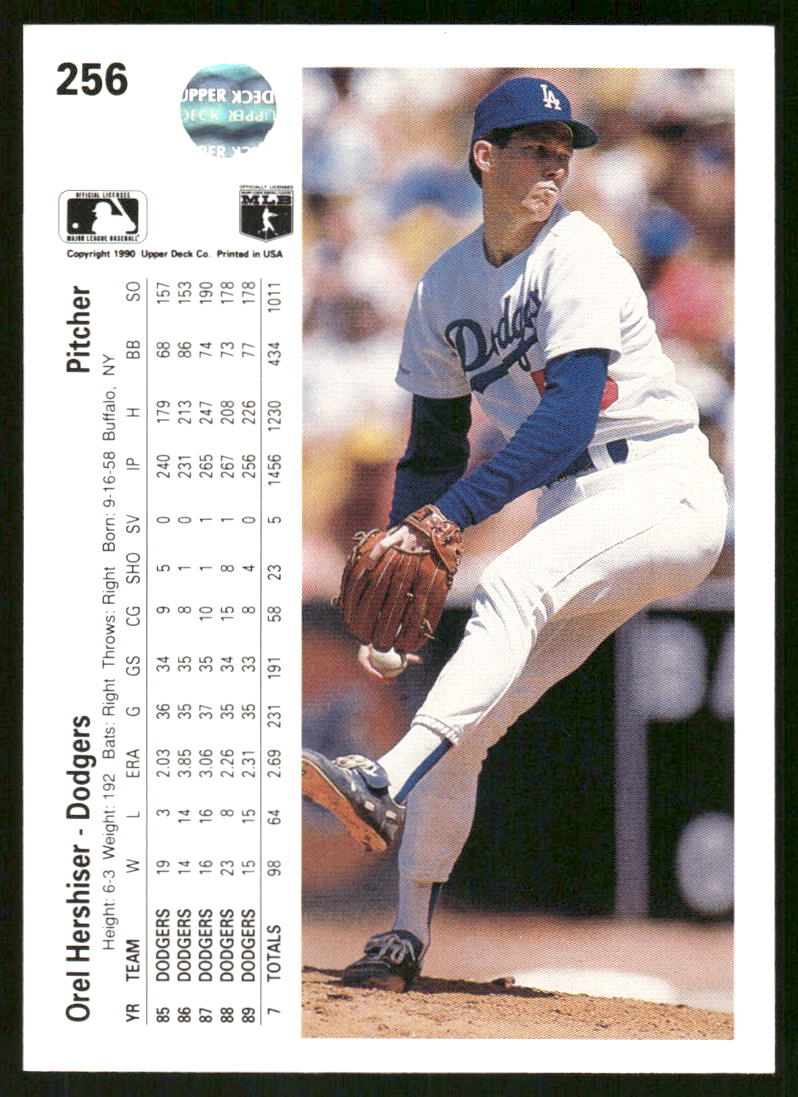 1990 Upper Deck Orel Hershiser #256 Baseball