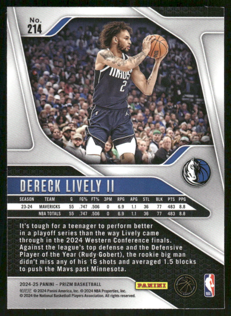 2024-25 Panini Prizm Basketball Dereck Lively II #214 Basketball