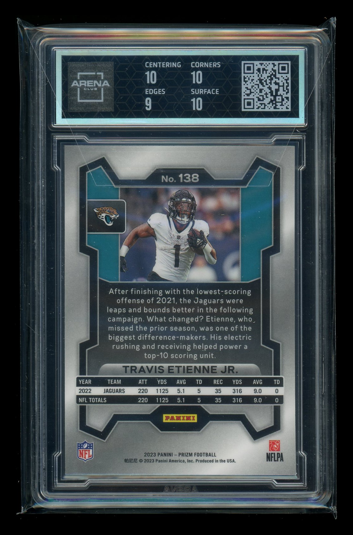 2023 Panini Prizm Travis Etienne Jr. #138 Football Arena Club 9.5