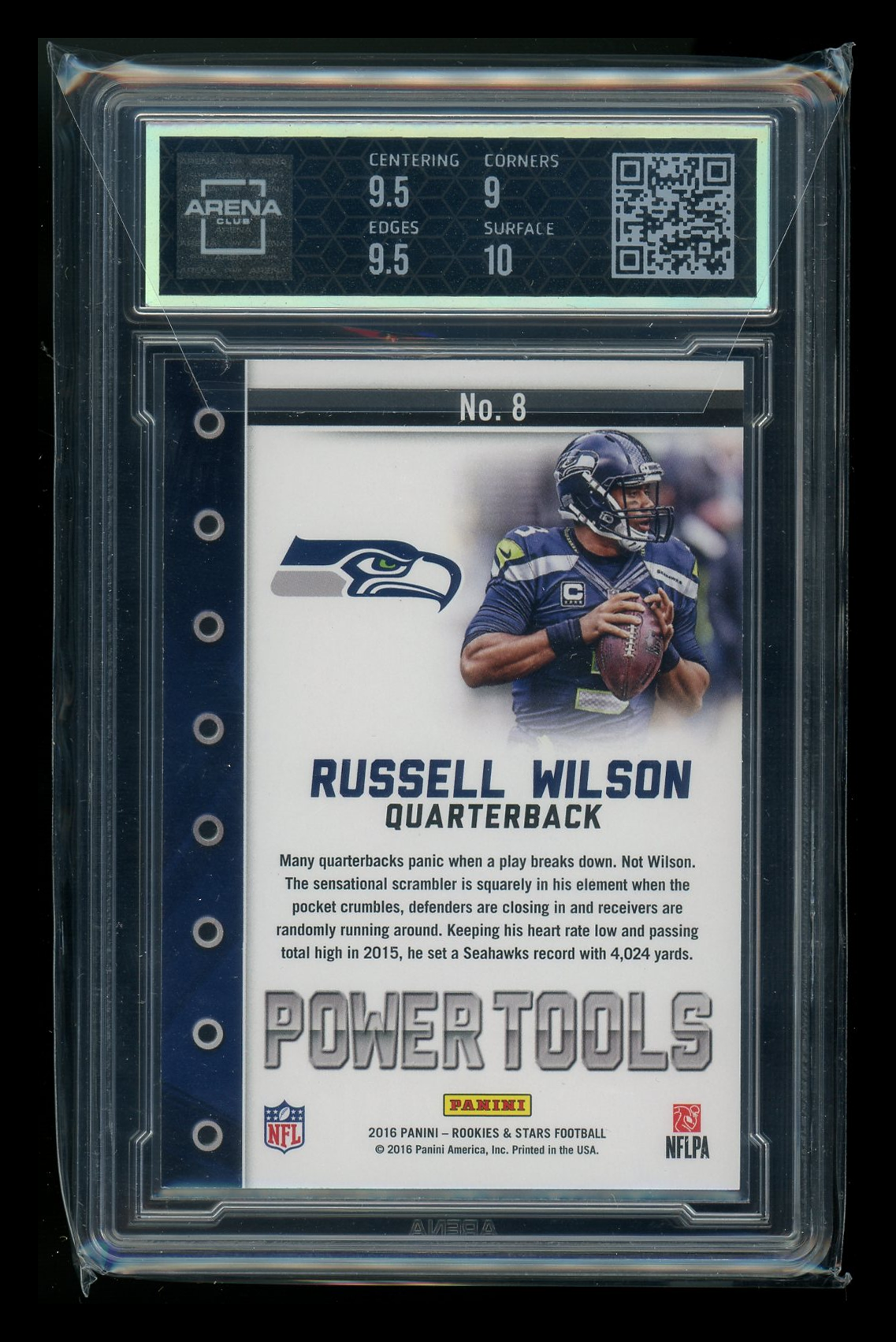 2016 Panini Rookies & Stars Power Tools Russell Wilson #No. 8 Arena Club 9.5