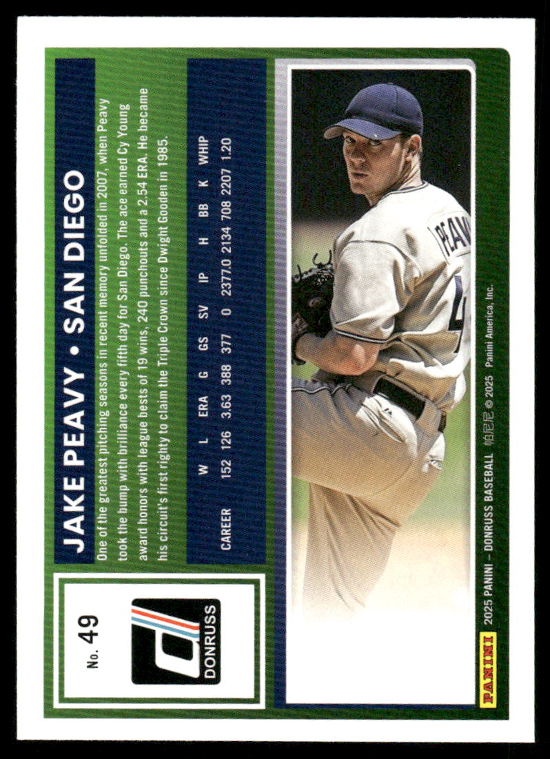 2025 Donruss Jake Peavy #49 Baseball