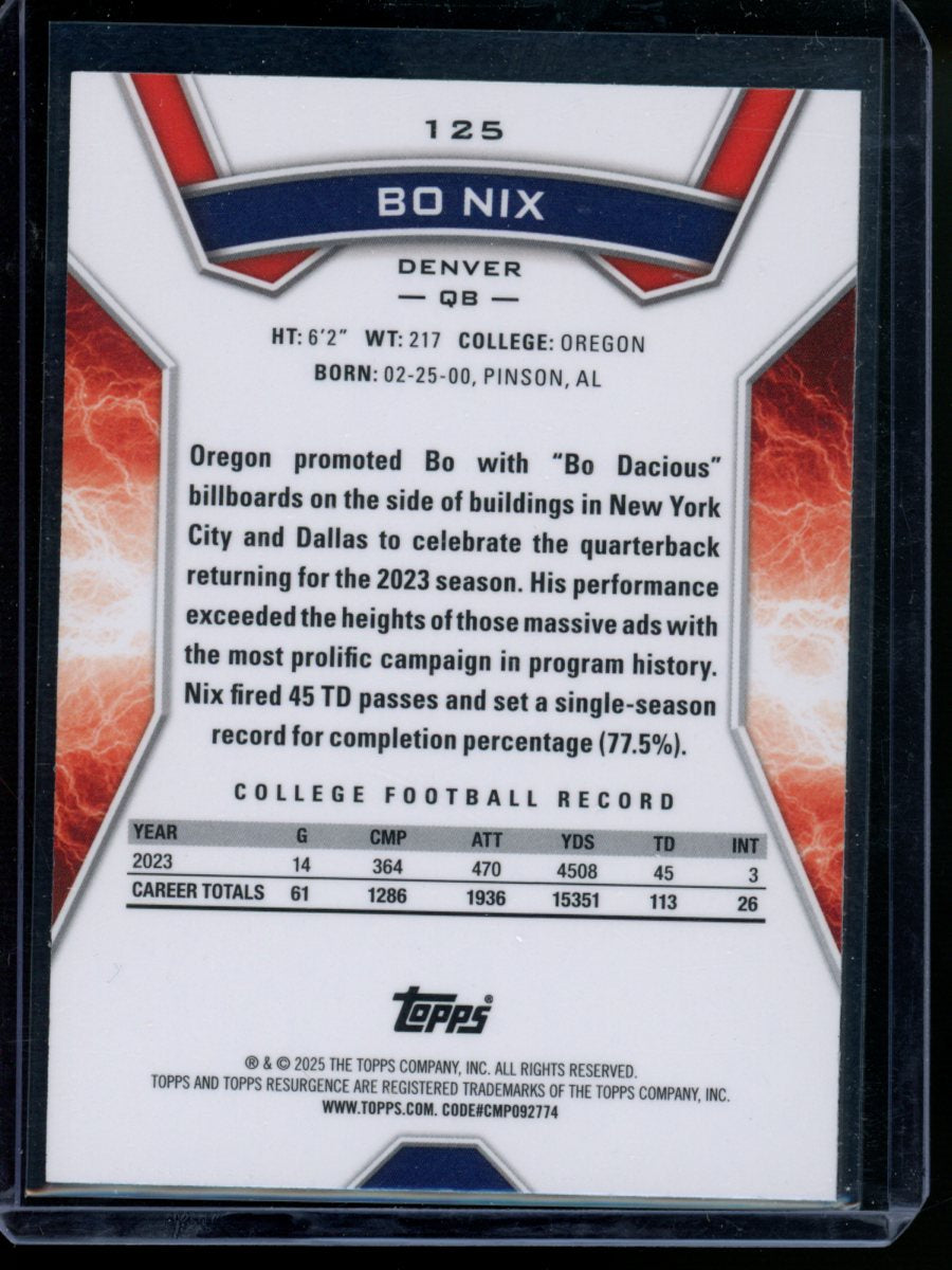 2024 Topps Resurgence Bo Nix #125 RC Football