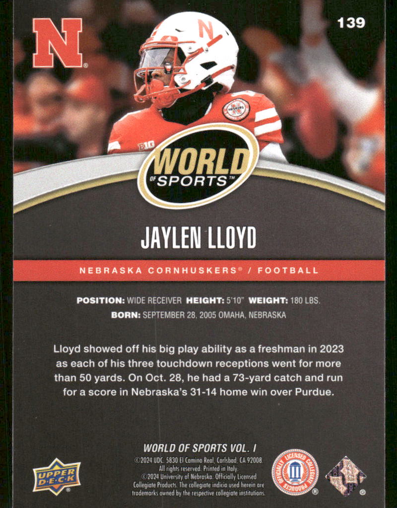 2025 Upper Deck World Sports Jaylen Lloyd #139 / Football