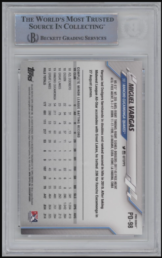 2020 Topps Pro Debut Miguel Vargas #PD98 Baseball BGS Authentic