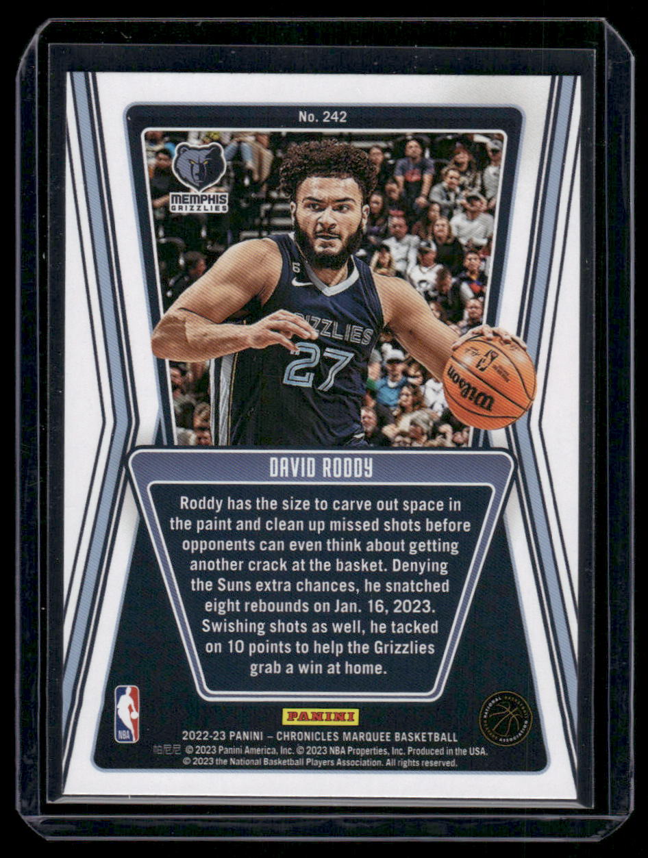 2022-23 Panini Chronicles Marquee David Roddy #242 RC Basketball