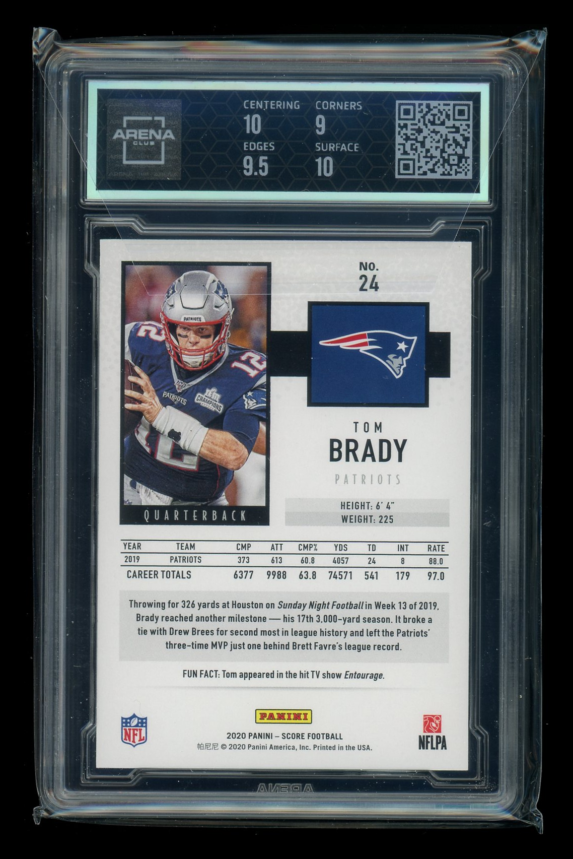 2020 Panini Score Tom Brady #24 Football Arena Club 9.5