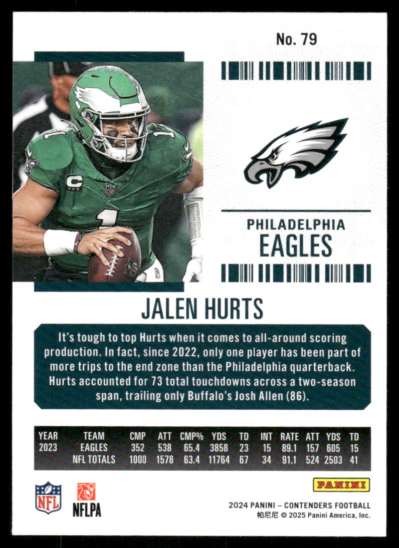 2025 Panini Contenders Football Jalen Hurts #79 Football