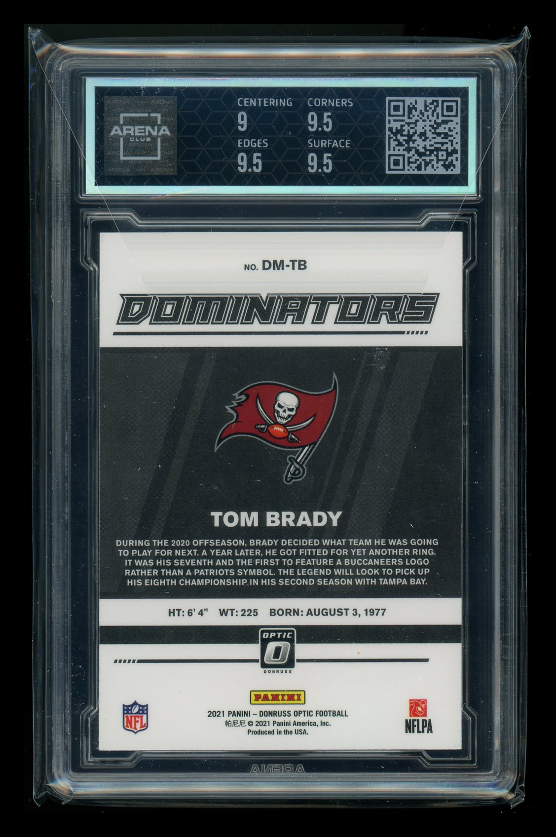 2021 Panini Donruss Optic Dominators Tom Brady #DM-TB Football Arena Club 9.5