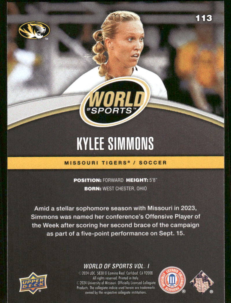 2025 Upper Deck World Sports Kylee Simmons #113 Soccer