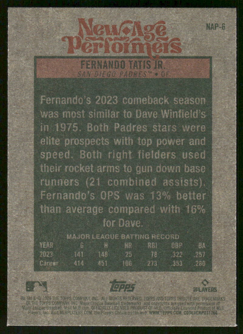 2024 Topps Heritage New Age Performers Fernando Tatis Jr. #NAP-6 Baseball