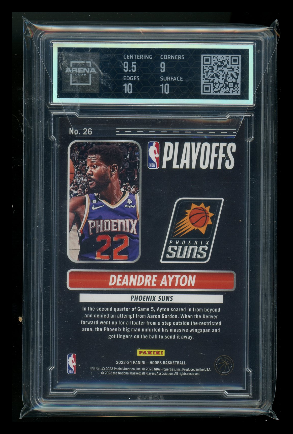 2023-24 Panini NBA Hoops Road to the Finals Deandre Ayton #26 301/999 AC 9.5