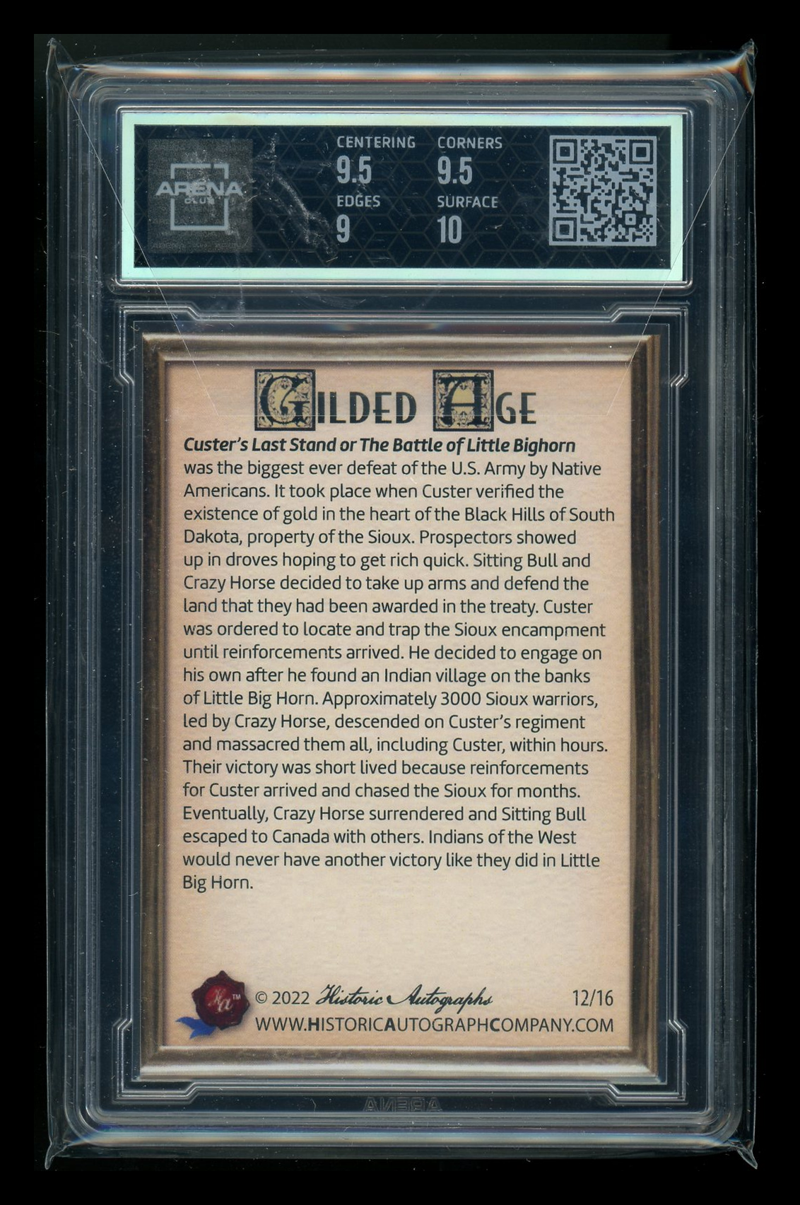 2023 Historic Autograph Company Gilded Age Custer's Last Stand 12/16 #53 AC 9.5
