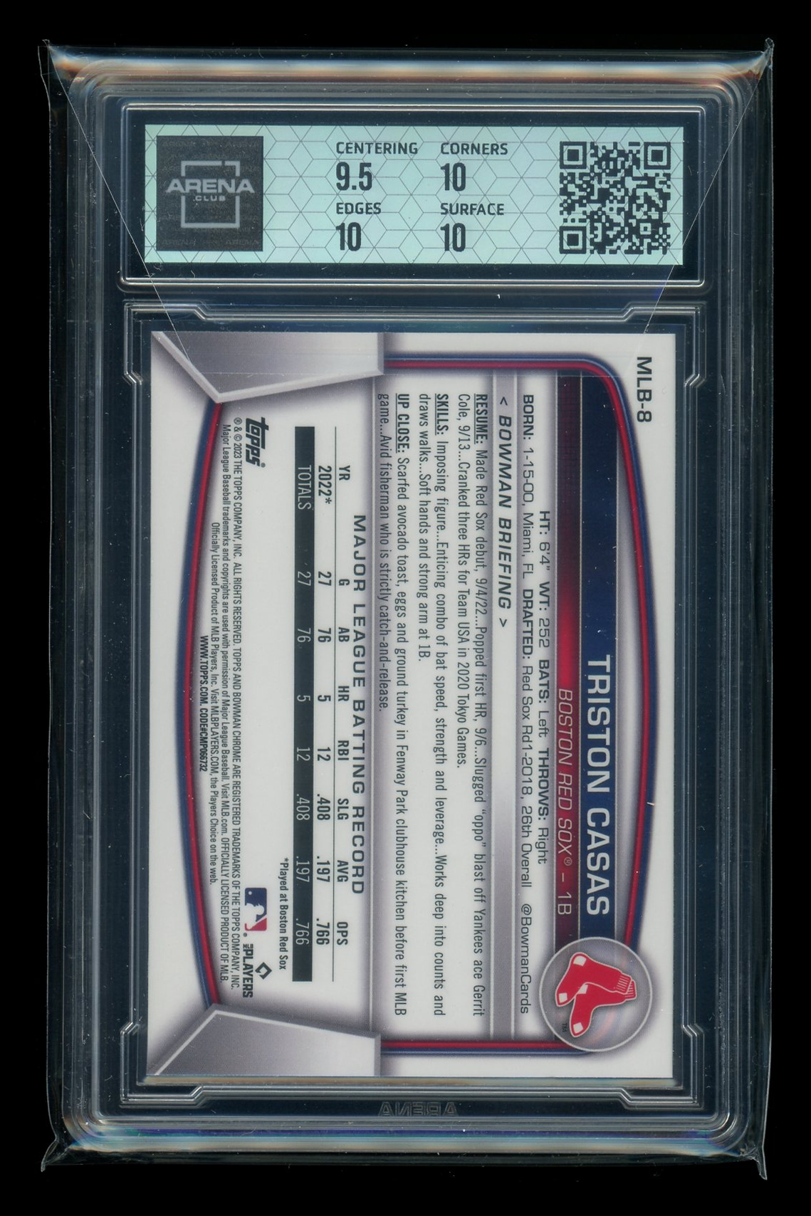2023 Topps Bowman Chrome National VIP Triston Casas #MLB-8 RC Arena Club 10