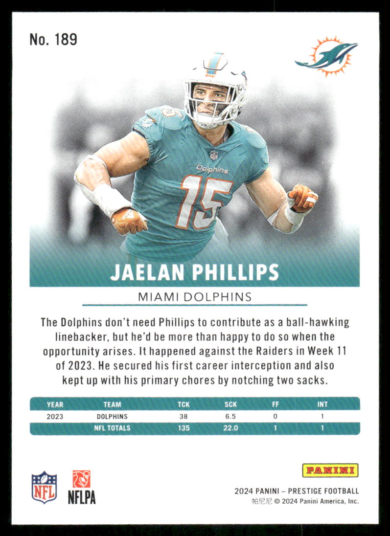 2024 Panini Prestige Jaelan Phillips #189 Football