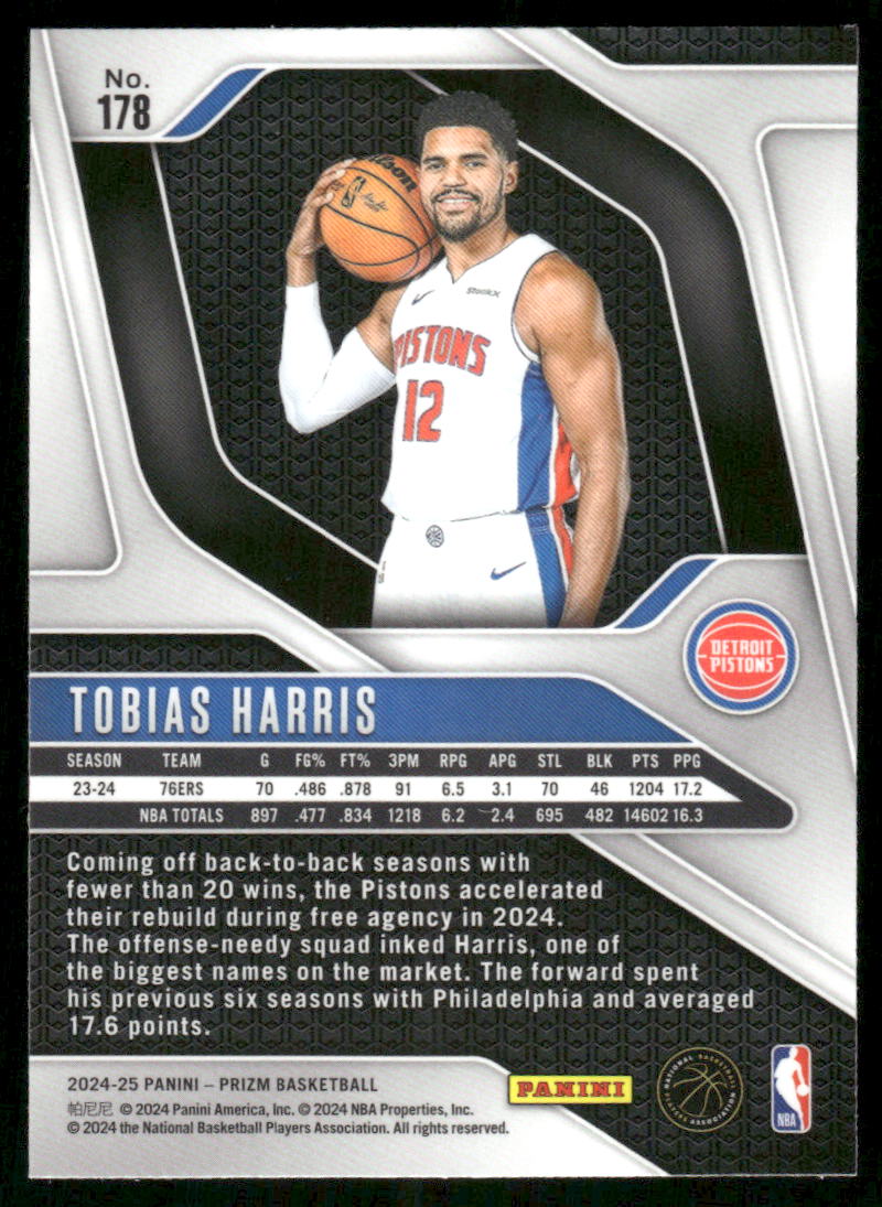 2024-25 Panini Prizm Basketball Tobias Harris #178 Basketball