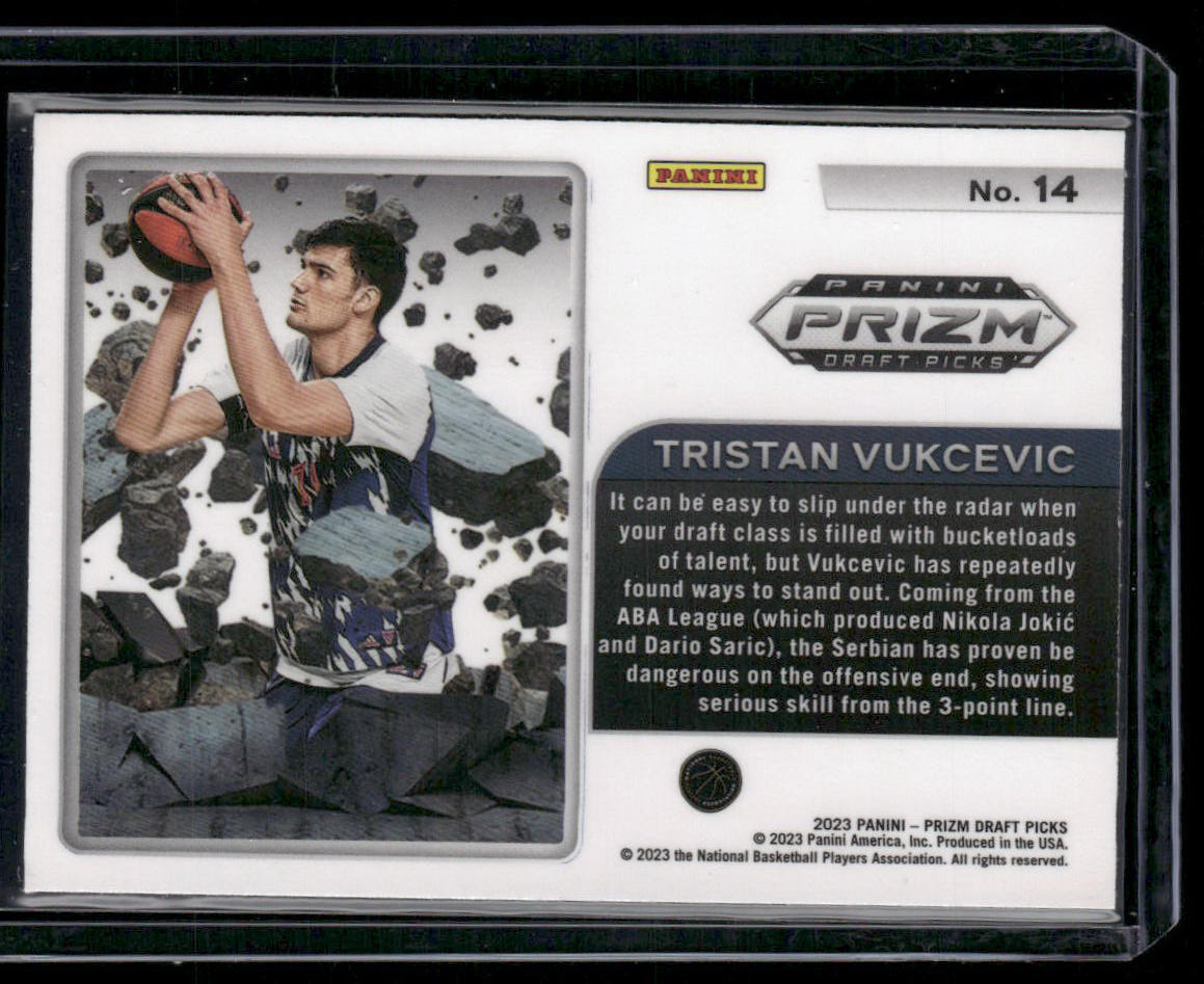 2023 Panini Prizm Draft Picks Tristan Vukcevic # 14 Prizm Break RC Basketball