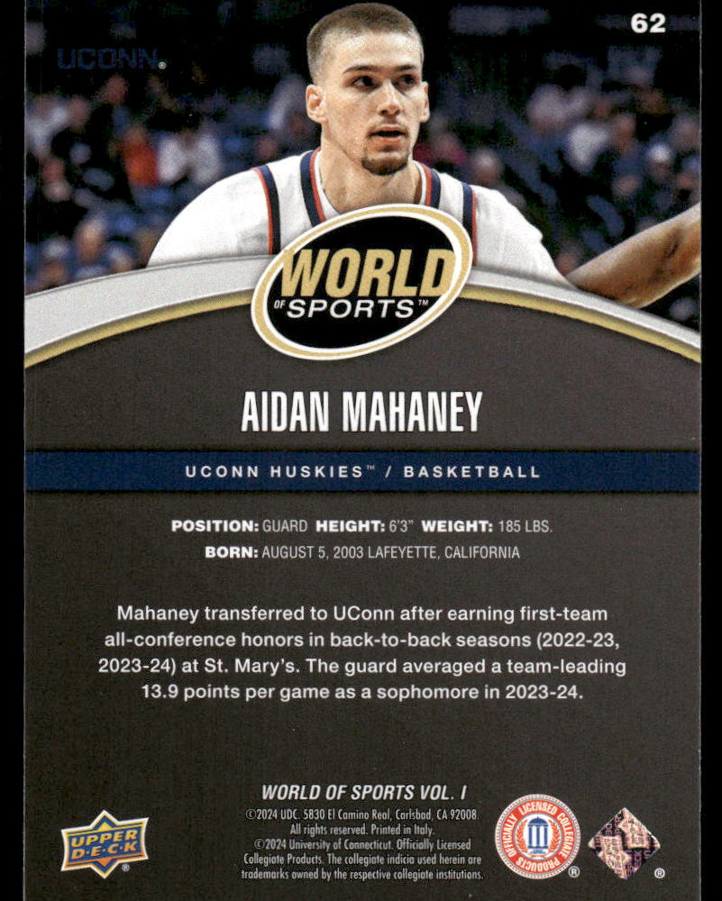 2025 Upper Deck World Sports Aidan Mahaney #62 / Basketball