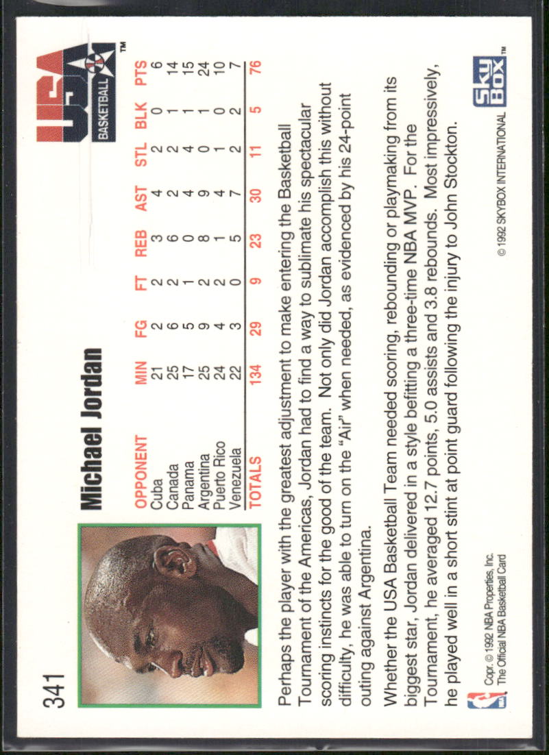 1992 NBA Hoops Basketball Tournament of the Americas Michael Jordan #341