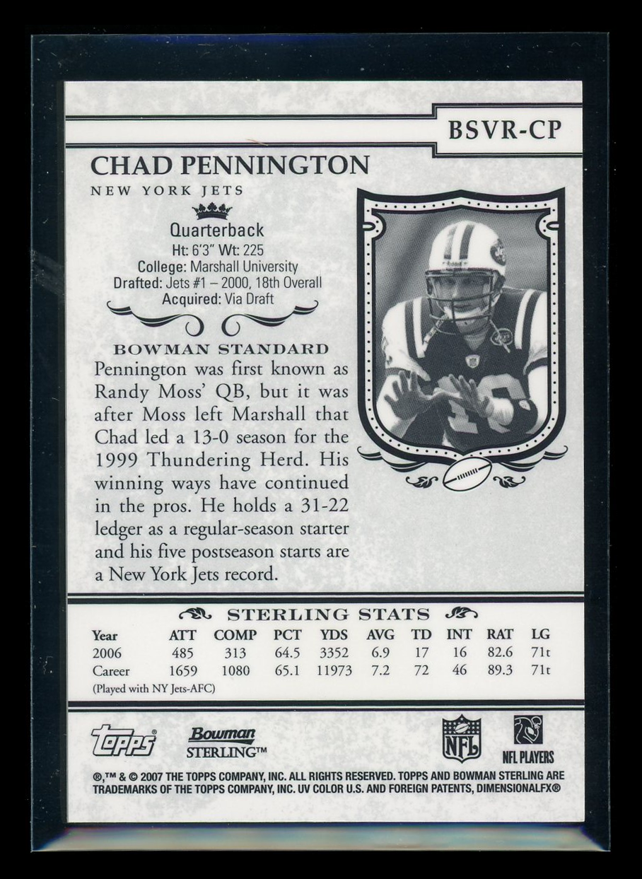 2007 Topps Sterling Chad Pennington #BSVR-CP Jersey Patch Football