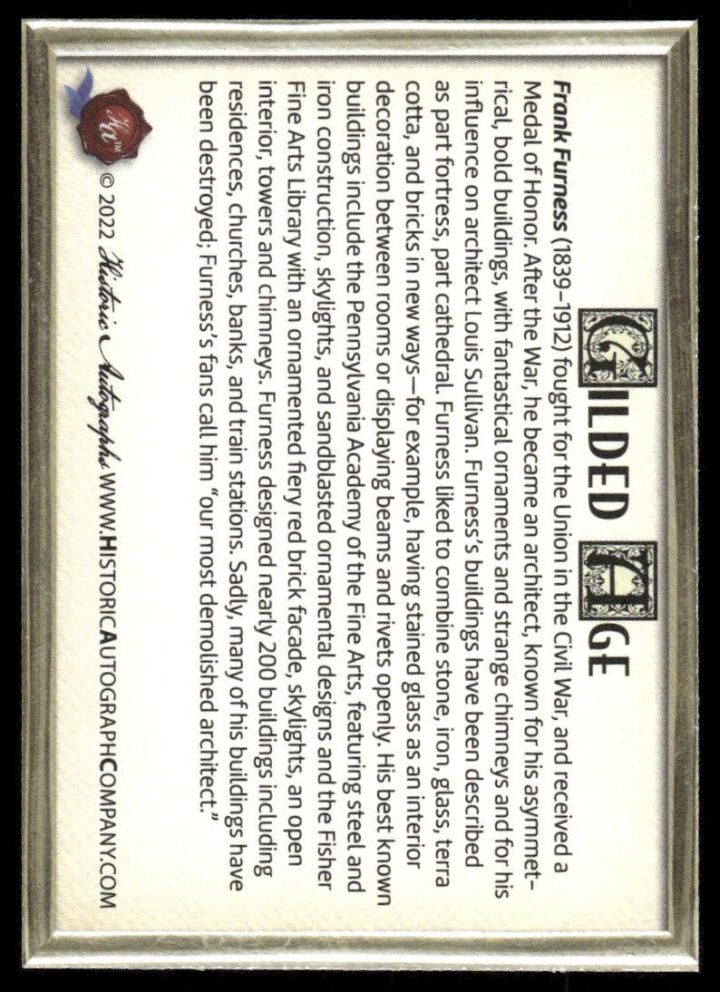 2022 Historic Autograph Company Gilded Age Frank Furness #12