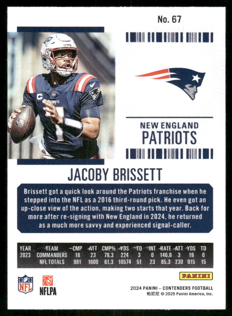 2024 Panini Contenders Football Jacoby Brissett #67 Football