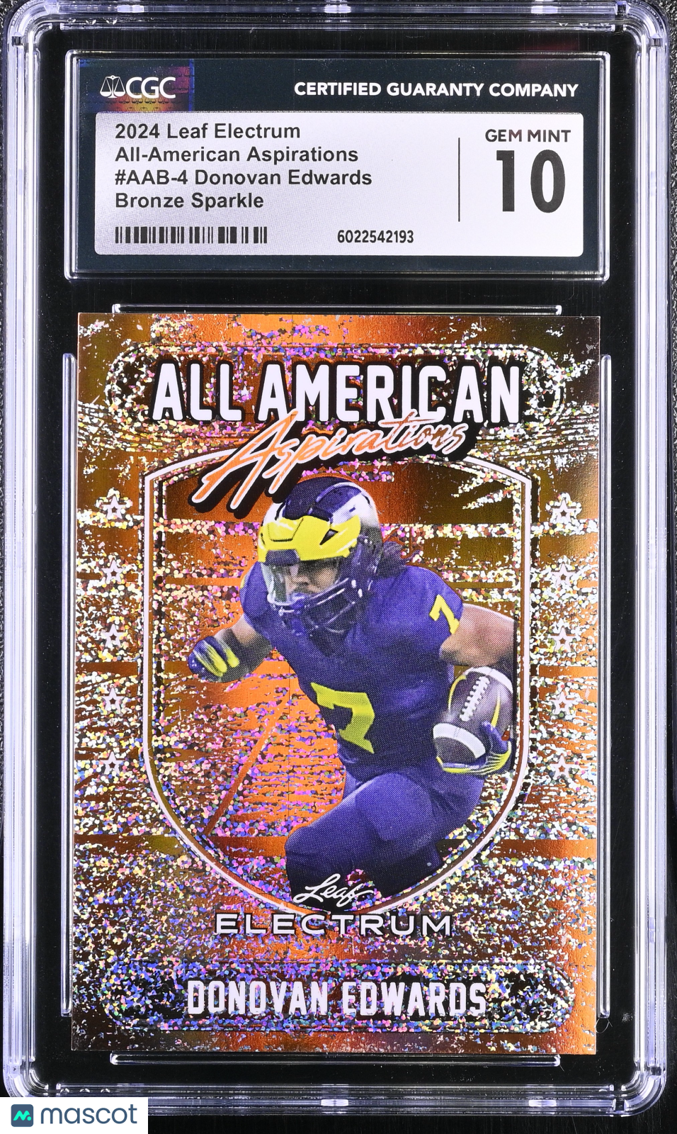 2024 Leaf Donovan Edwards #AAB-4 Bronze Sparkle 32/45 All-American CGC 10