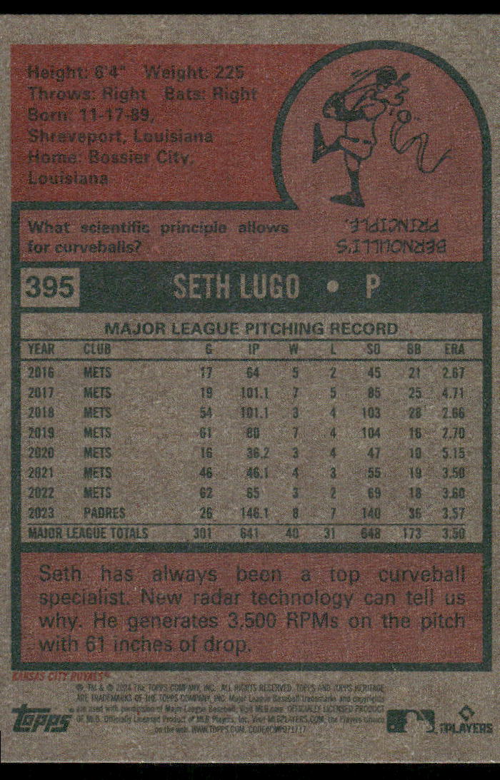 2024 Topps Heritage Seth Lugo #395 Baseball