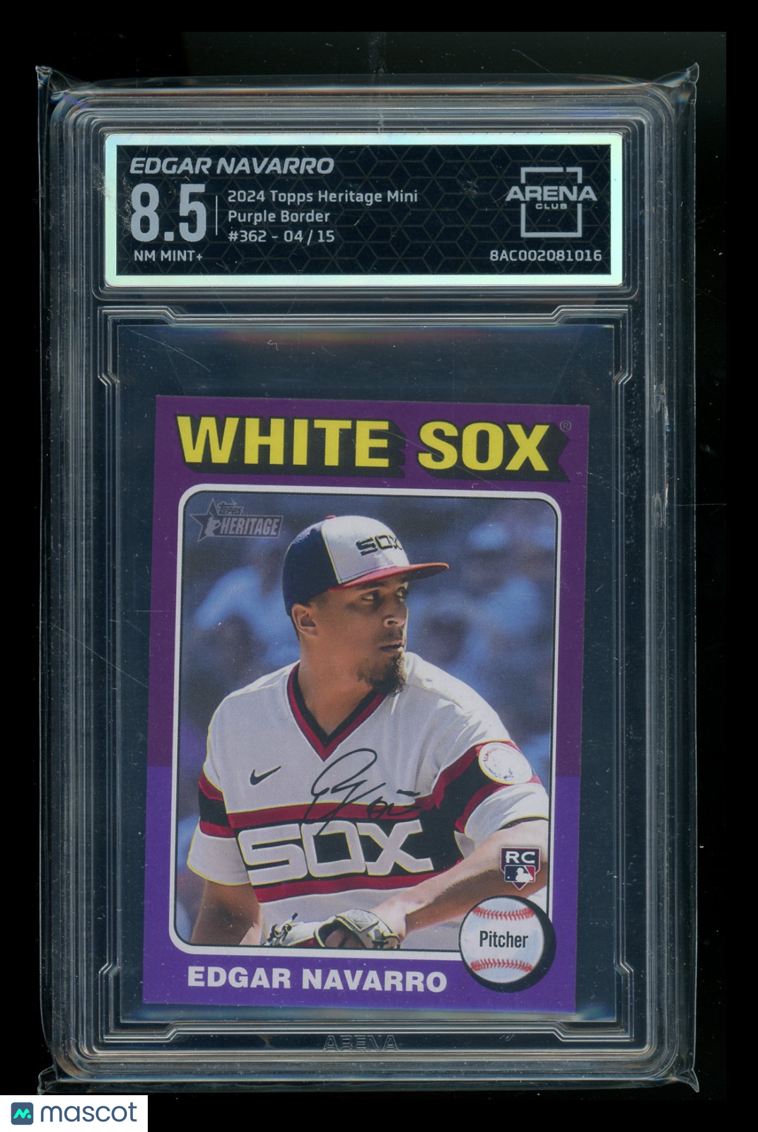 2024 Topps Heritage Mini Purple Border Edgar Navarro #362 04/15 RC AC 8.5