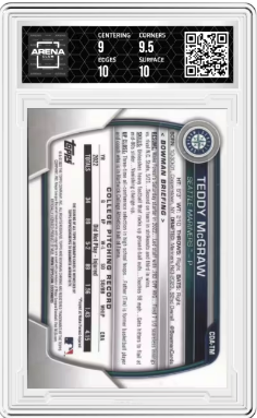 2023 Bowman Draft Teddy McGraw #CDA-TM Chrome Prospect Auto Arena Club 9.5