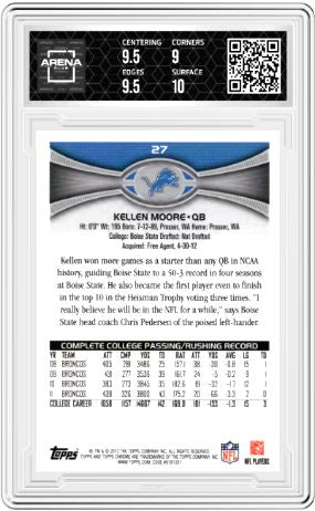 2012 Topps Chrome Kellen Moore #27 Football Arena Club 9.5
