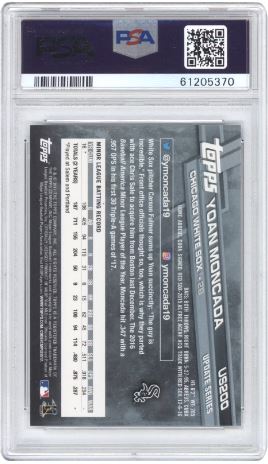 2017 Topps Update Yoan Moncada #US200 Glove Closed Baseball PSA 10