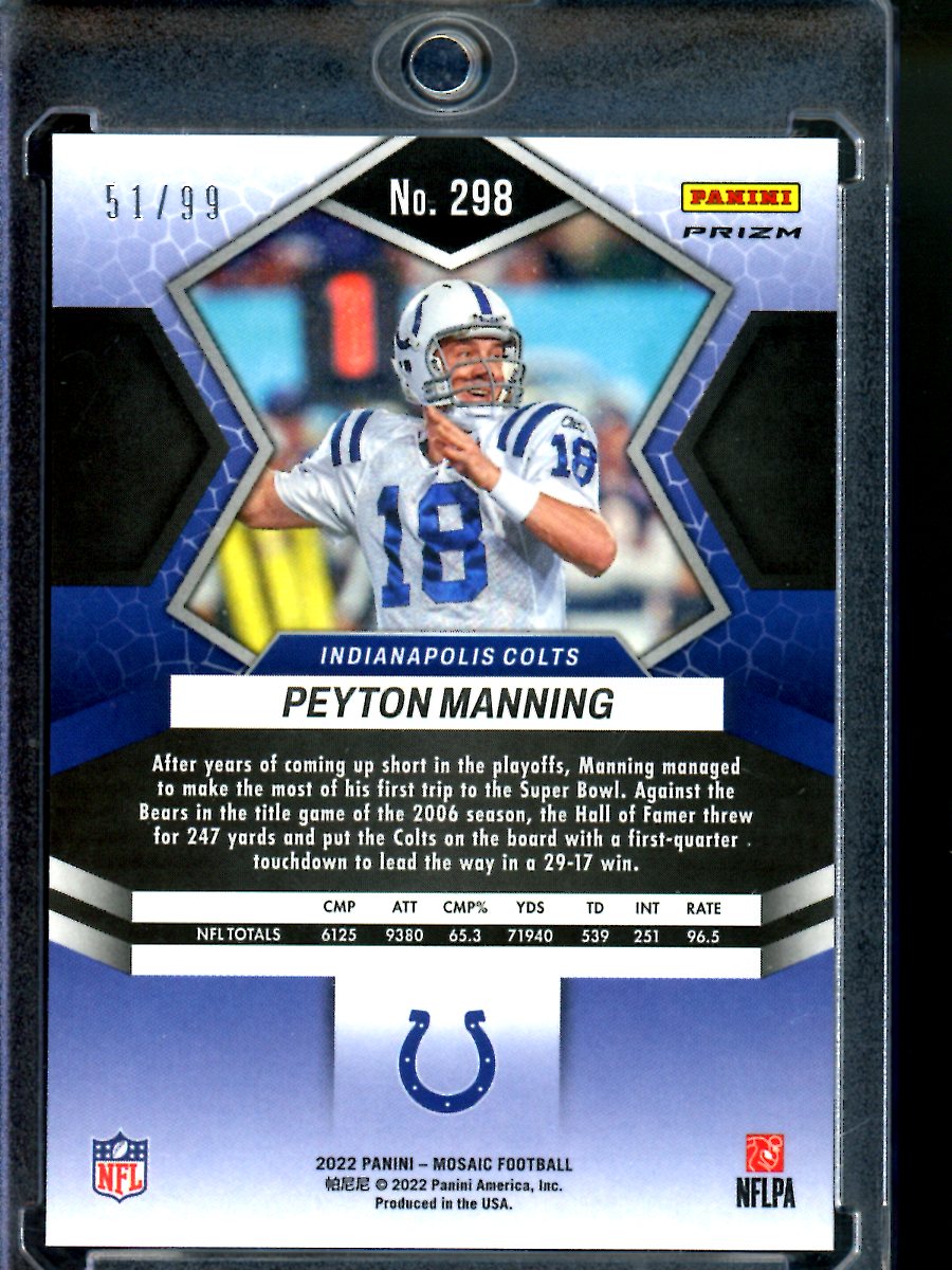 2022 Panini Mosaic Peyton Manning #298 Blue Mozaic 51/99 Football