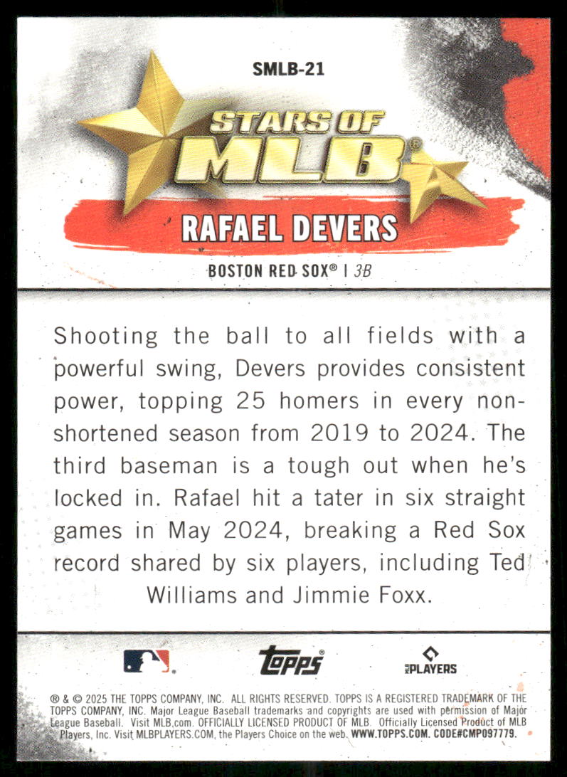 2025 Topps Stars of MLB Rafael Devers #SMLB-21 Baseball