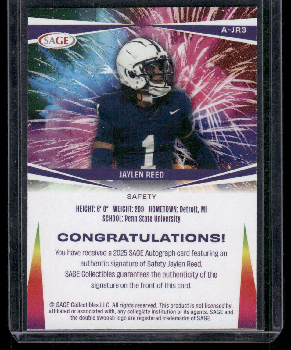 2025 SAGE Jaylen Reed #A-JR3 Autograph Football
