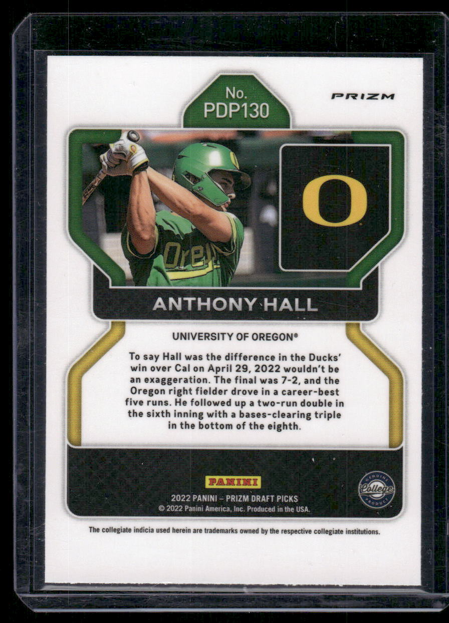 2022 Panini Prizm Draft Picks Anthony Hall #PDP130 Pink Velocity Baseball