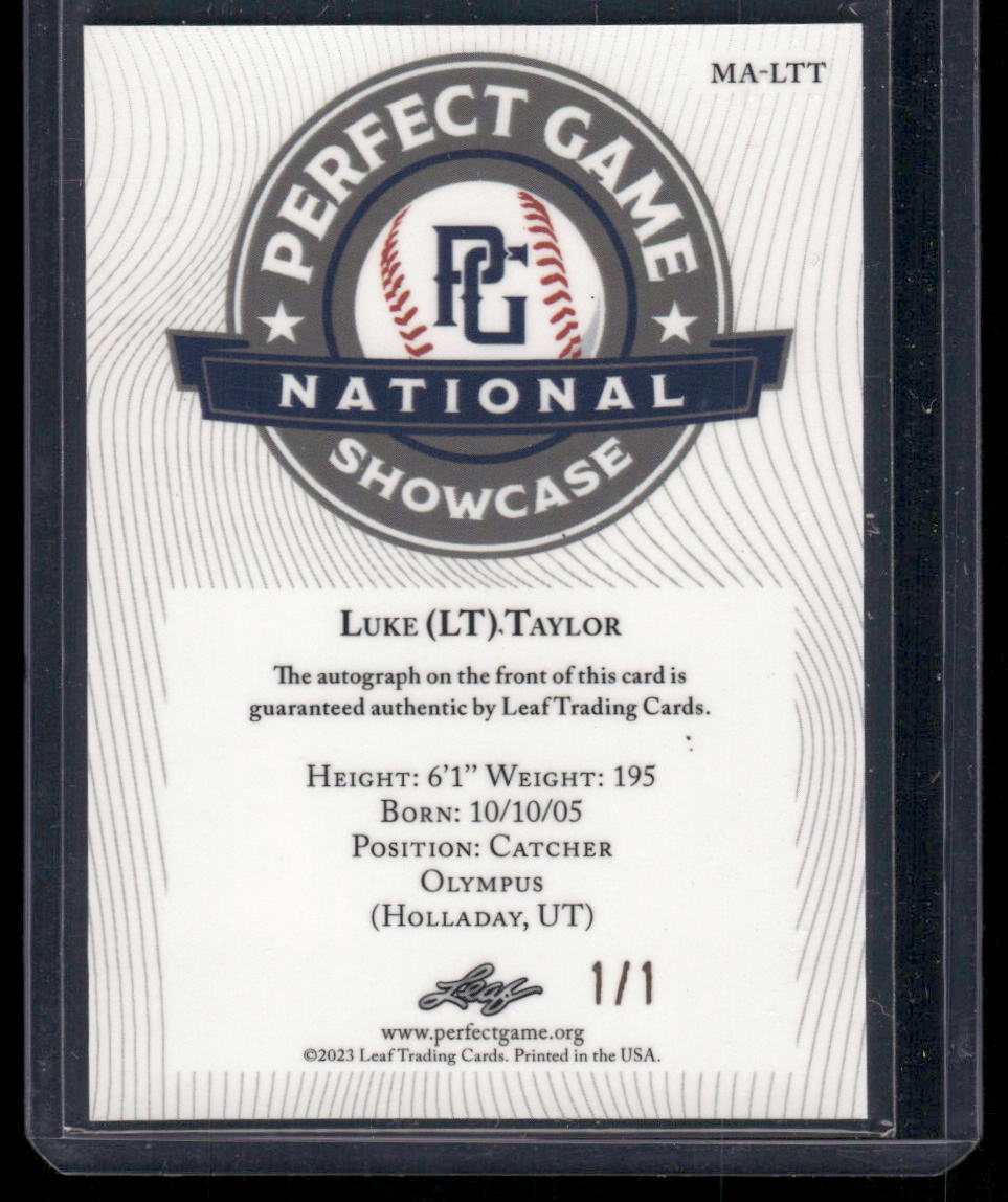 2023 Leaf Metal Perfect Game Showcase Luke (LT) Taylor #MA-LTT1 Auto 1/1