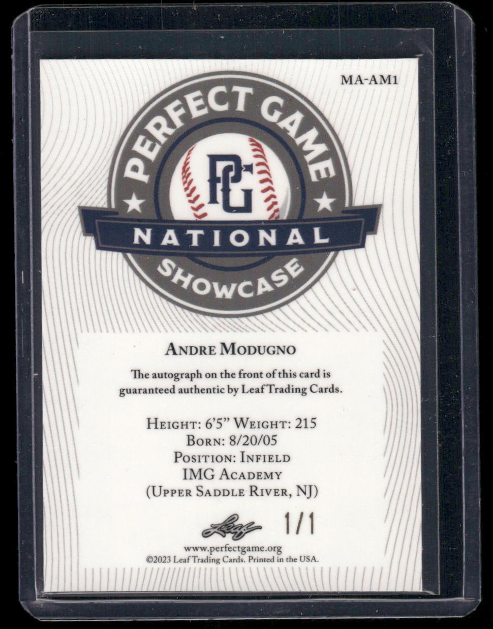 2023 Leaf Metal Perfect Game National Showcase Andre Modugno #MA-AM1 1/1 Auto