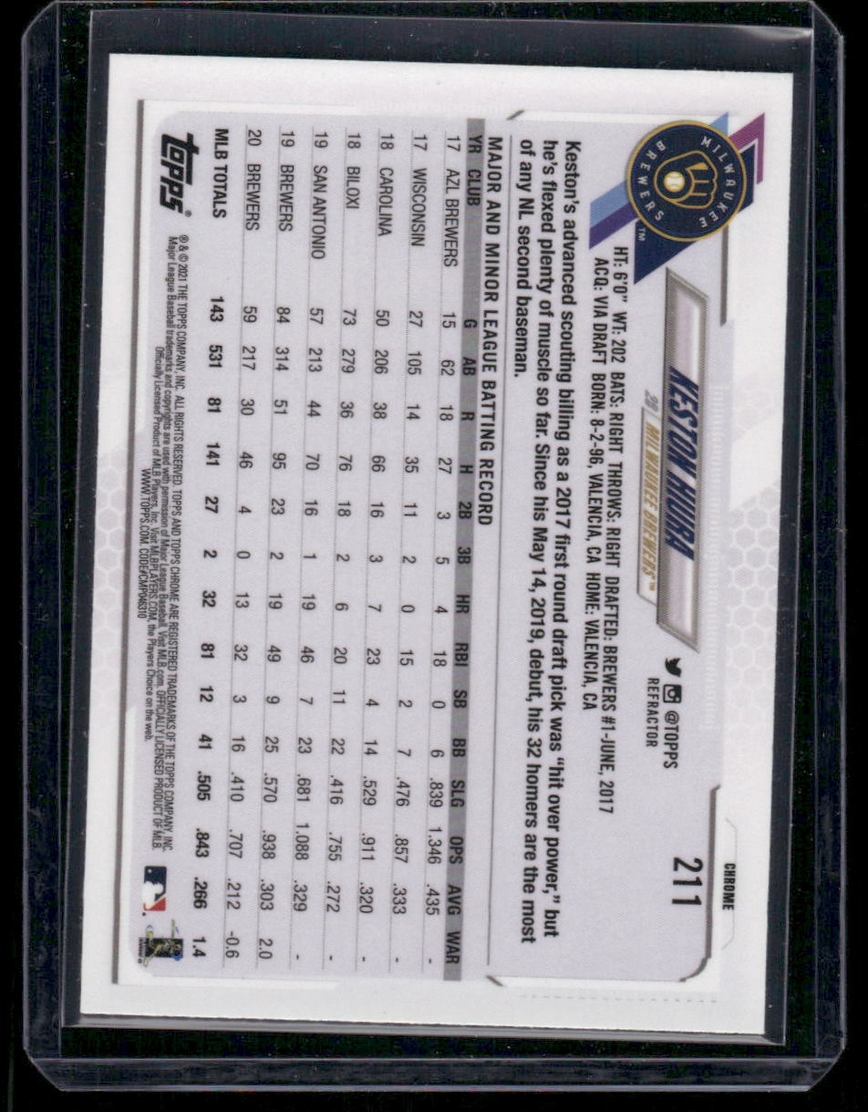 2021 Topps Chrome Keston Hiura #211 Sepia Refractor Baseball