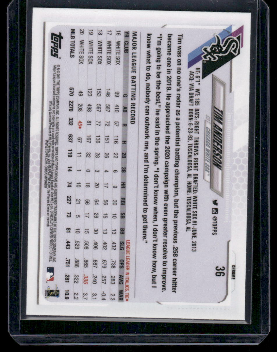 2021 Topps Chrome Tim Anderson #36 Baseball