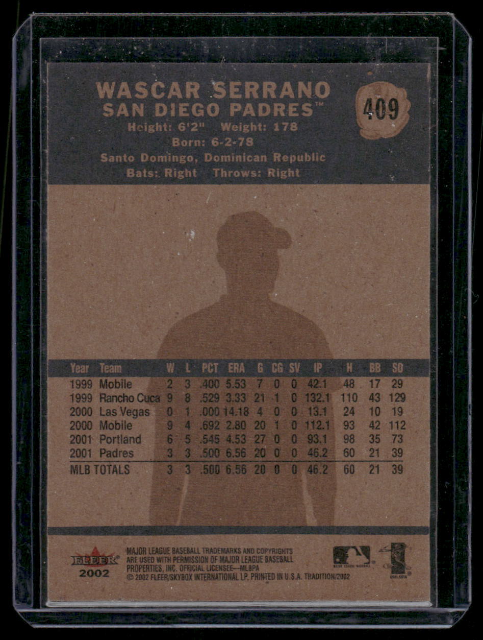 2002 Fleer Tradition Wascar Serrano #409 Baseball