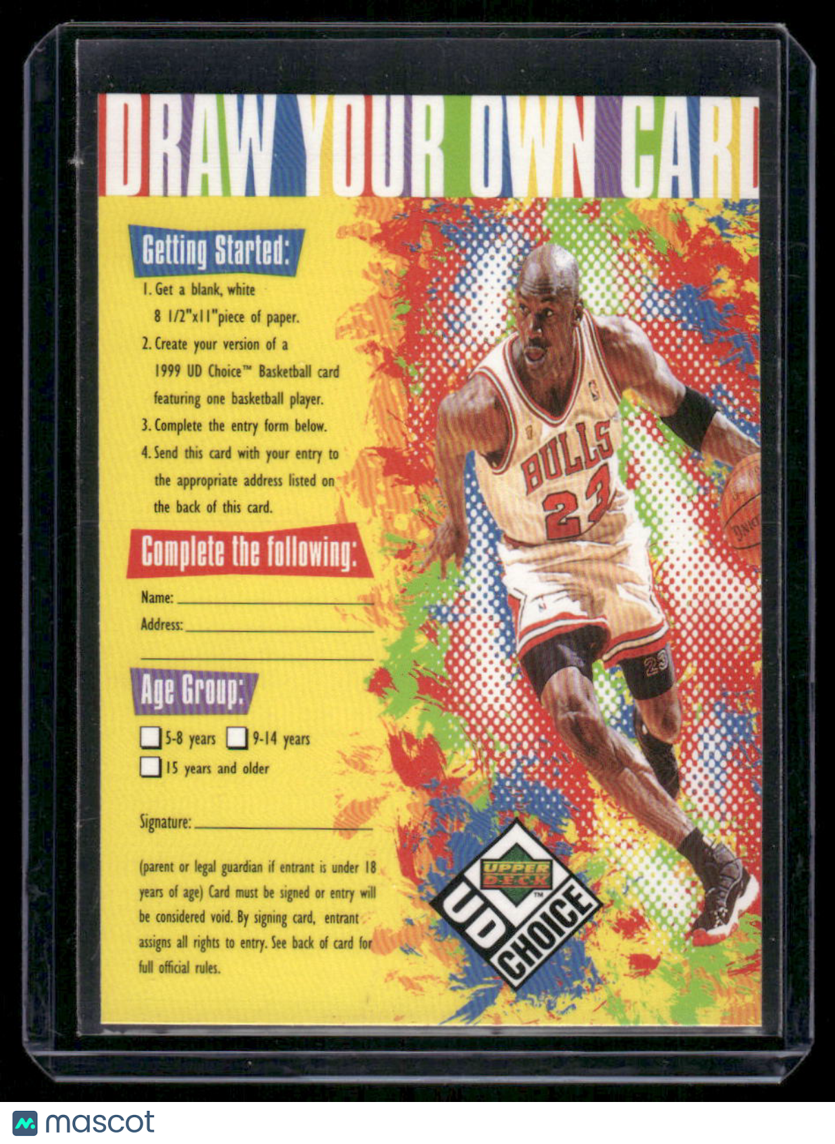 1999 Upper Deck Choice Draw Your Own Card Michael Jordan Basketball