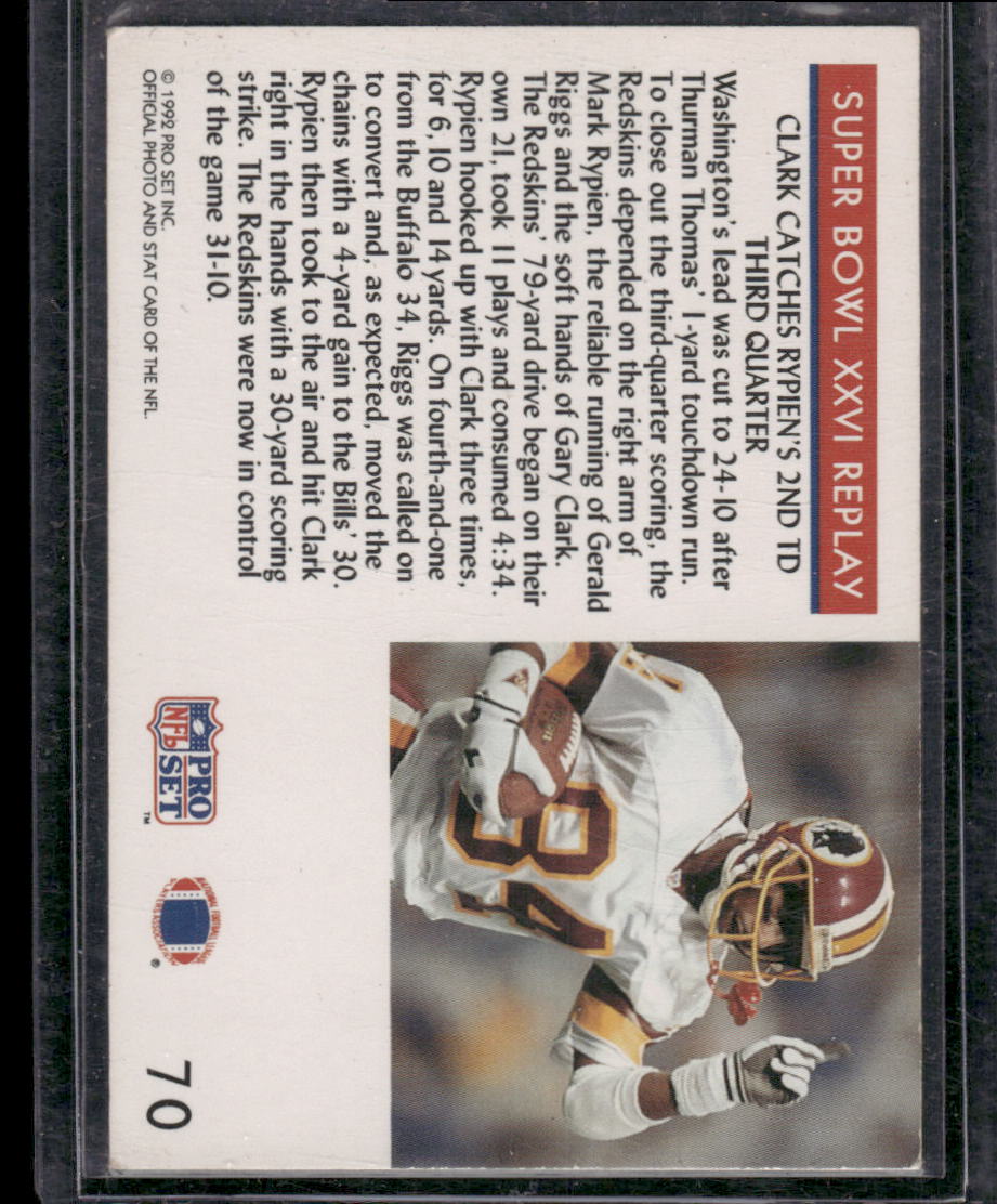1992 Pro Set Super Bowl XXVI Replay Gary Clark #70 Football
