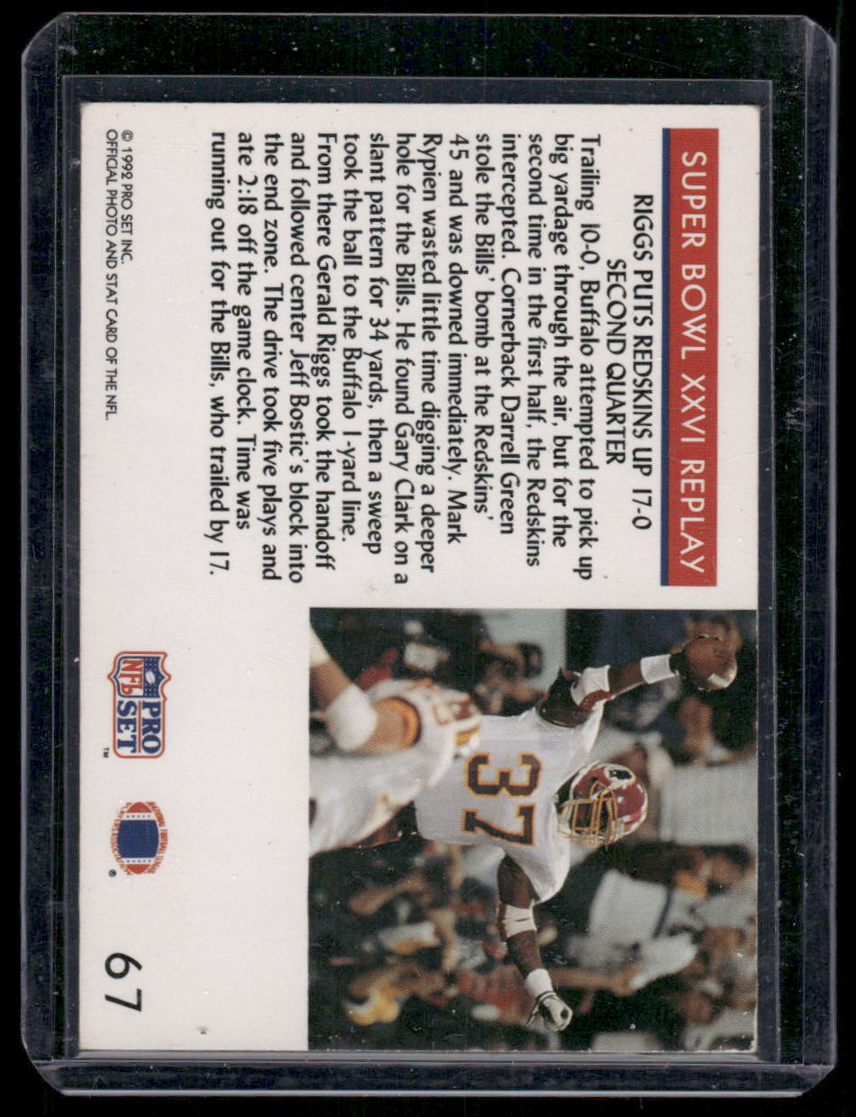 1992 Pro Set Super Bowl XXVI Replay Darrell Green #67 Football