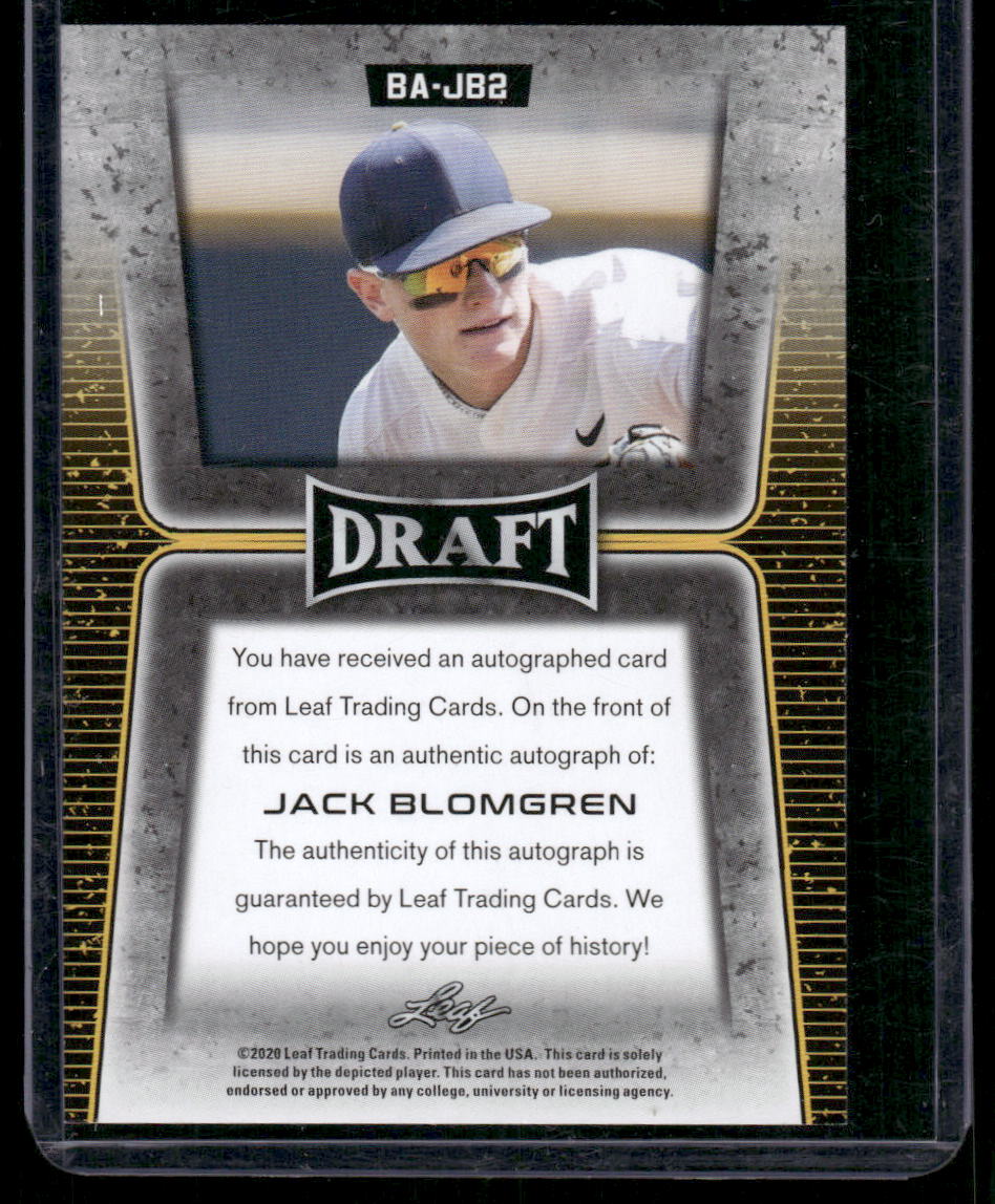 2020 Leaf Draft Jack Blomgren #BA-JB2 Autograph RC Baseball
