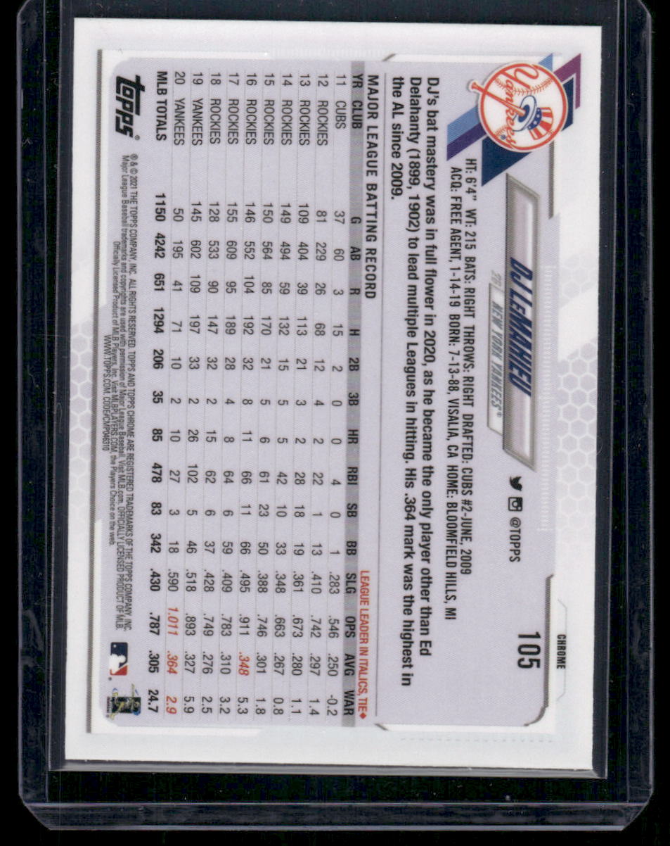 2021 Topps Chrome DJ LeMahieu #105 Baseball