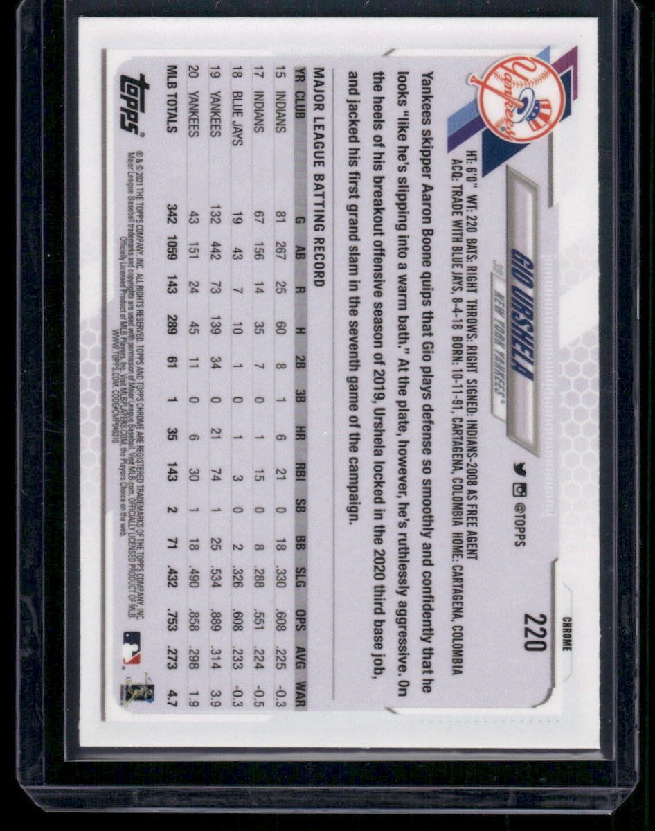 2020 Topps Chrome Gio Urshela #220 Baseball