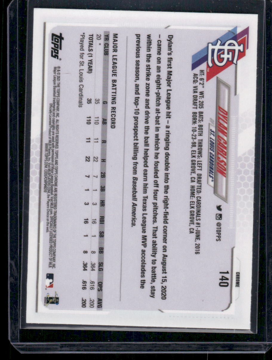 2021 Topps Chrome Dylan Carlson #140 RC Baseball