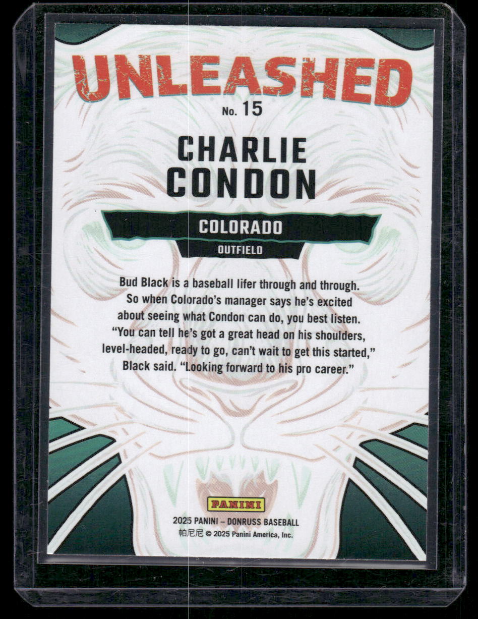 2025 Panini Donruss Unleashed Charlie Condon #15 Baseball