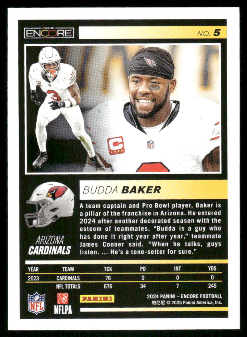 2025 Panini Pinnacle Encore Budda Baker #5 Football