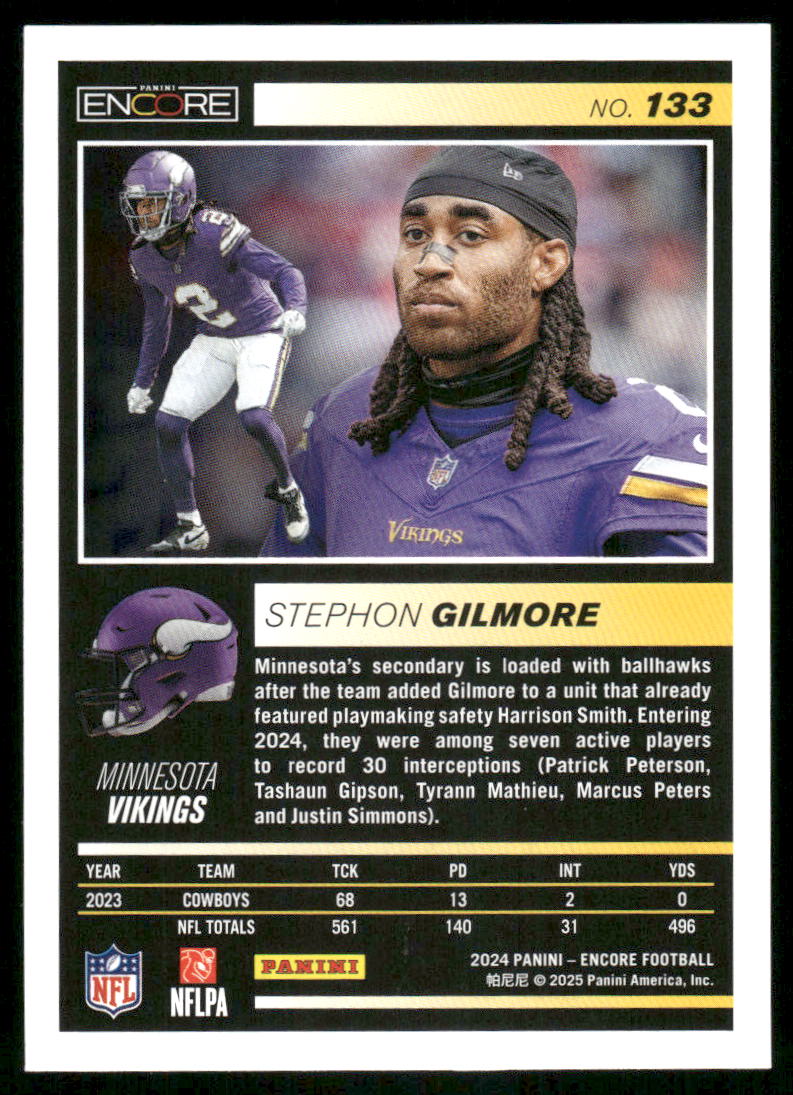 2025 Panini Pinnacle Encore Stephon Gilmore #133 Football